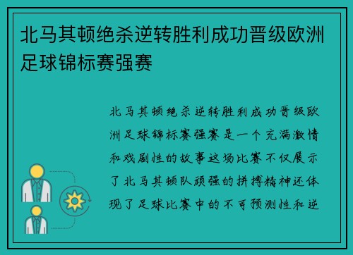 北马其顿绝杀逆转胜利成功晋级欧洲足球锦标赛强赛